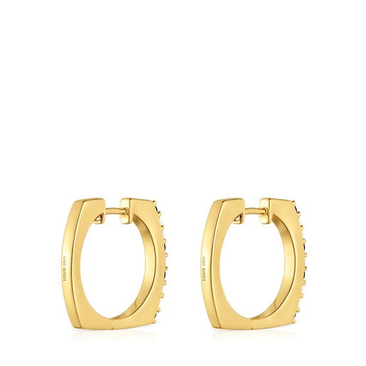 Short Hoop earrings with 18kt gold plating over silver and gemstones TOUS Basic Colors