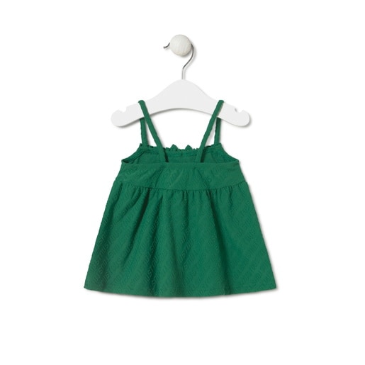 Girls spaghetti strap dress in Logo green