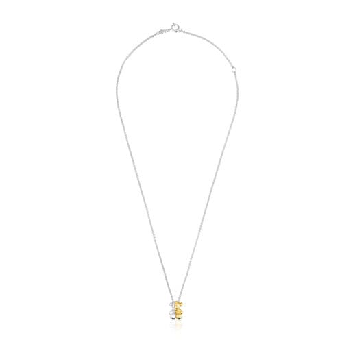 Collier double ourson bicolore petit court My Other Half