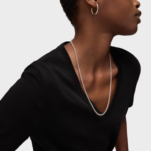 Gargantilla gruesa de plata con anillas, 60 cm Chain