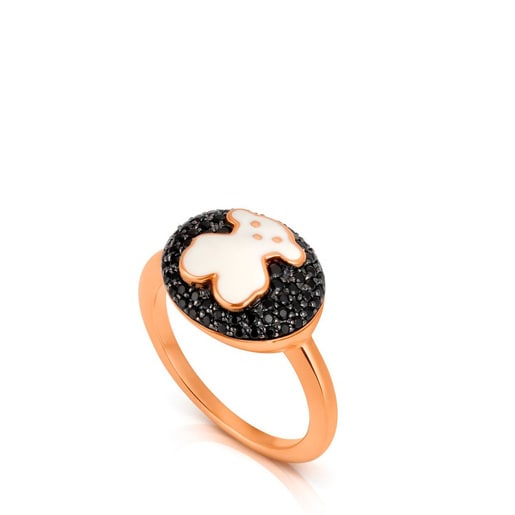 Gold TOUS Bear Ring with Spinels and Enamel