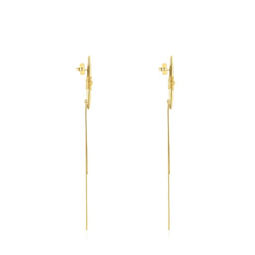 Aretes largos con baño de oro 18 kt sobre plata Lure