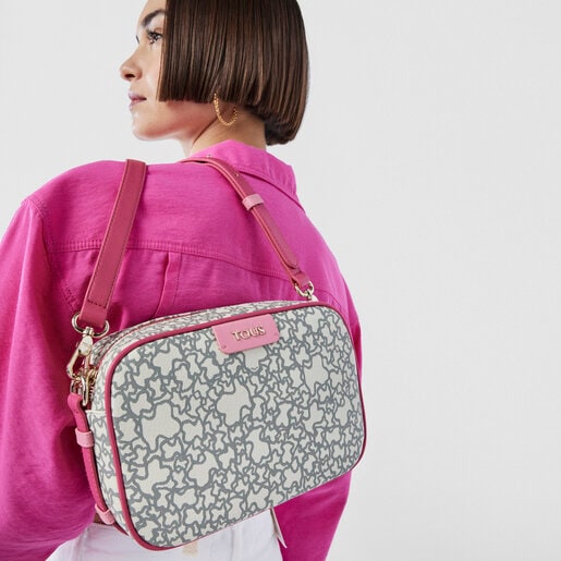 Bandolera Kaos Mini beige y fucsia