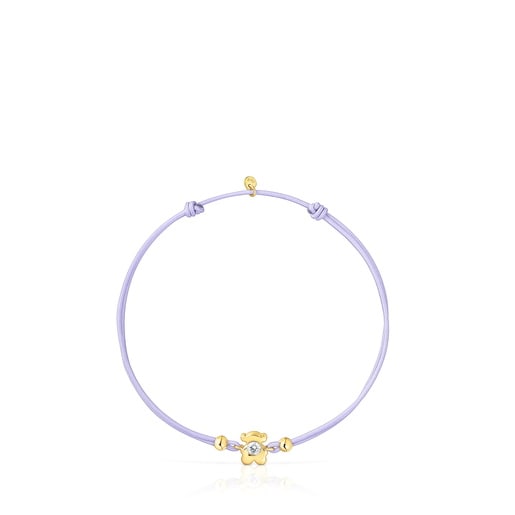 Gold Bracelet with lab-grown diamond and mauve nylon TOUS Lili