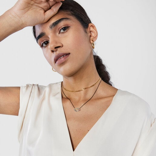 Колье TOUS Good Vibes с глазом из вермеля и темного серебра с драгоценными камнями