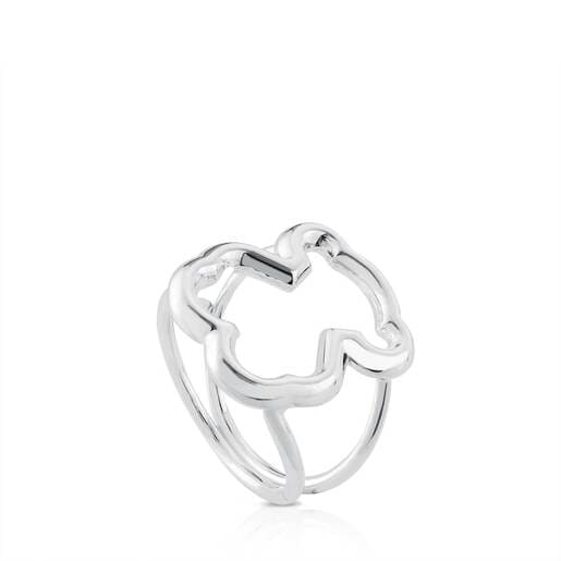 Nuovo anello in argento con motivo silhouette dell'orso Carousel