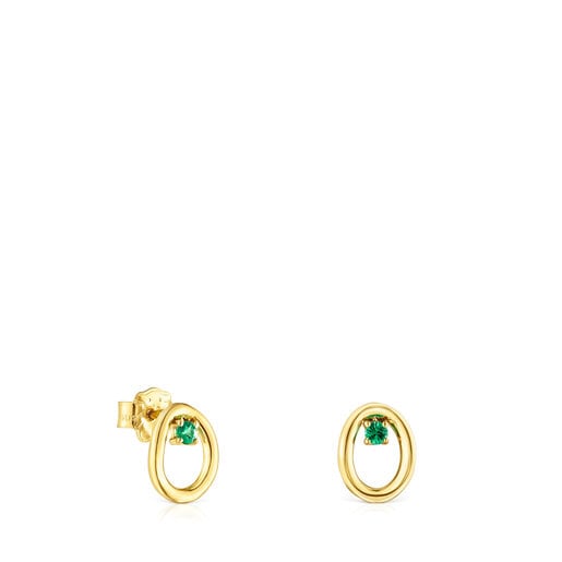 TOUS Hav earrings in gold with tsavorite gems | TOUS