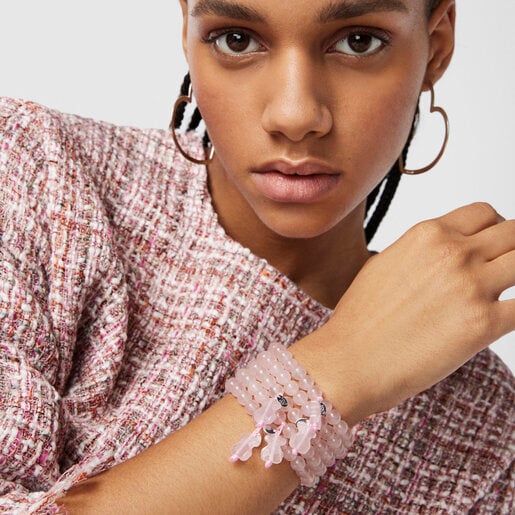 Pulsera de plata y cuarzo rosa TOUS Color