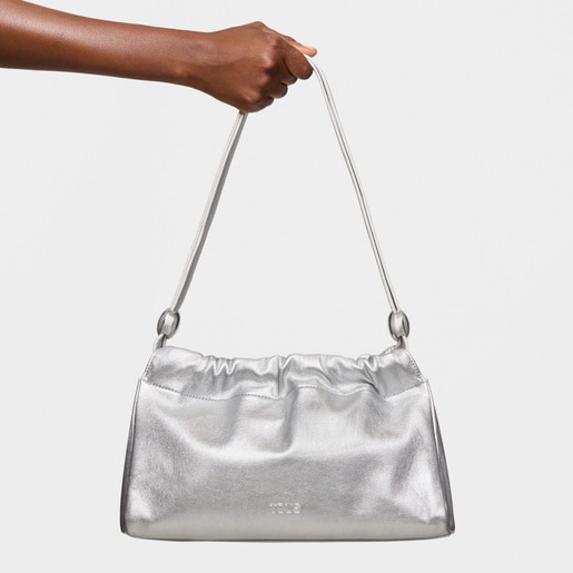 Medium silver-colored leather Shopping bag TOUS Gloss