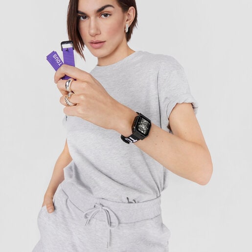Smartwatch with nylon strap and lilac silicone strap B-Connect