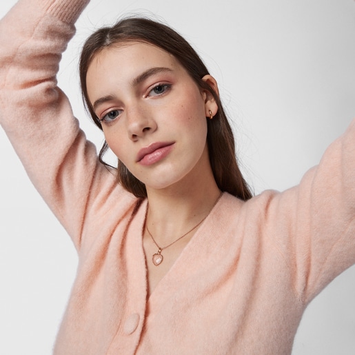 שרשרת מורמייל רוז עם אבן קוורץ ורודה