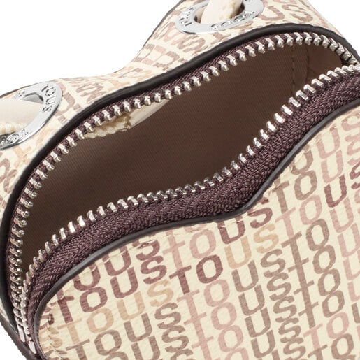 ベージュのハート型ハンギングコインパース TOUS Cecilia