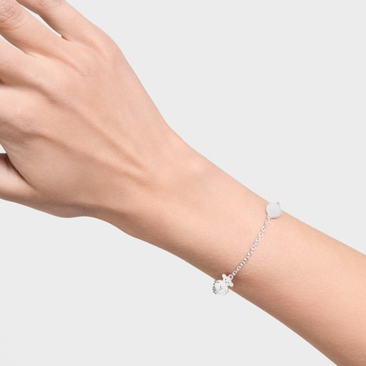 Silver TOUS Bear Bracelet Oval and Bear motifs