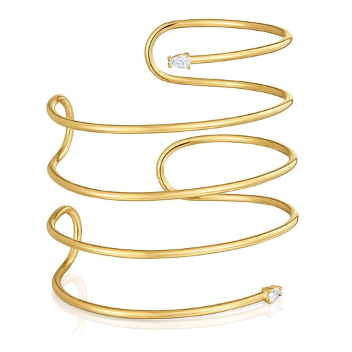 Double bangle with 18kt gold plating over silver and laboratory-grown diamonds Lio LGD