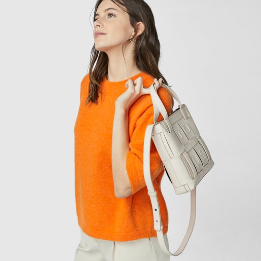 ベージュ＆ブラックのミディアムクロスボディバッグ TOUS Damas