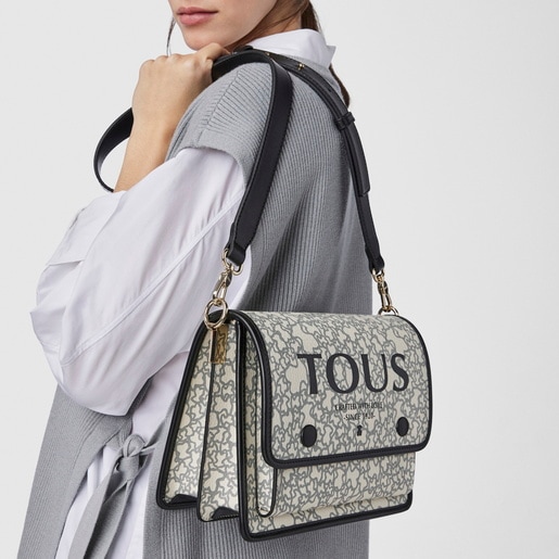 Bandolera mediana Audree Kaos Mini beige y negro