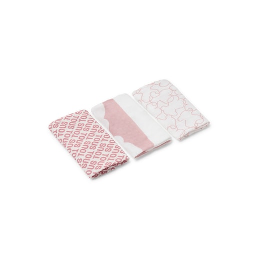 Pack of 3 muslins in MMuse pink