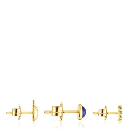 Pack de pendientes con baño de oro 18 kt sobre plata, citrino i amatista Virtual Garden