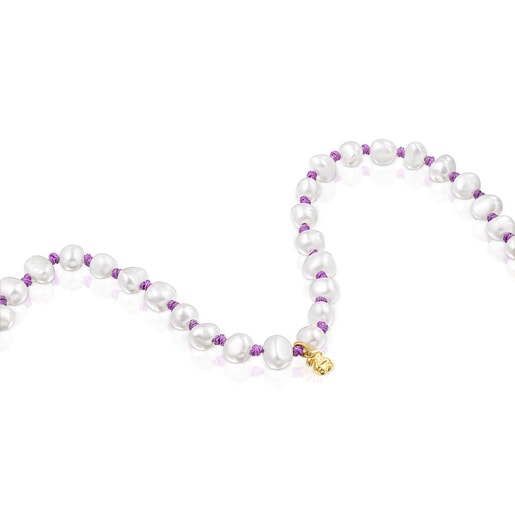 Lilac-colored nylon TOUS Joy Bits necklace with pearls | TOUS