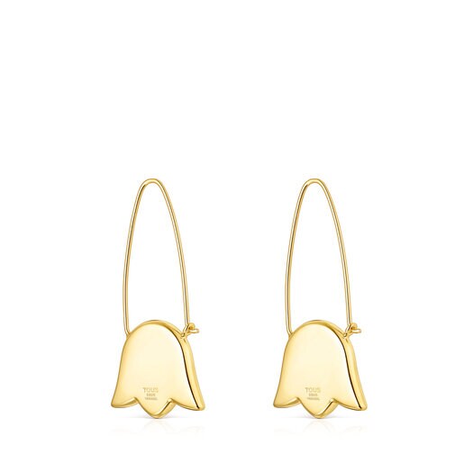 Aretes largos Sweet Dolls tulipa con baño de oro 18 kt sobre plata