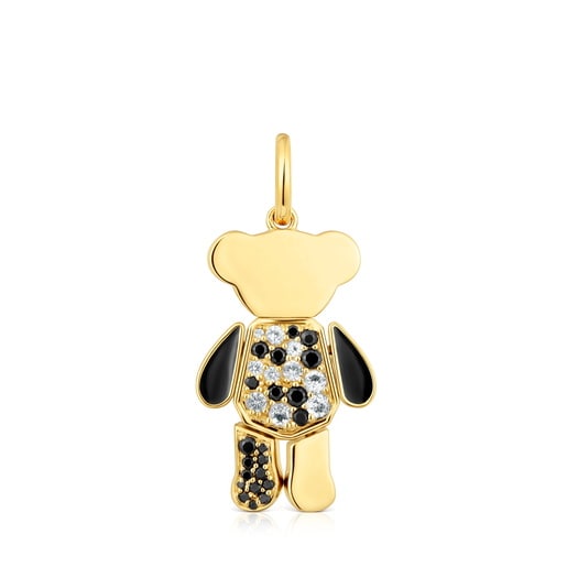 Dije oso con baño de oro 18 kt sobre plata y gemas Teddy Bear