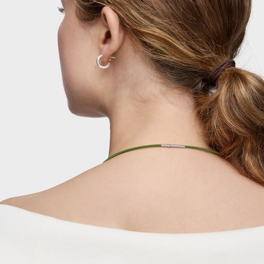 2 mm green steel Necklace TOUS Mesh Tube