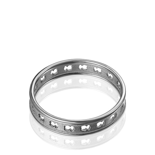 Dark silver TOUS bear Row ring with silhouettes