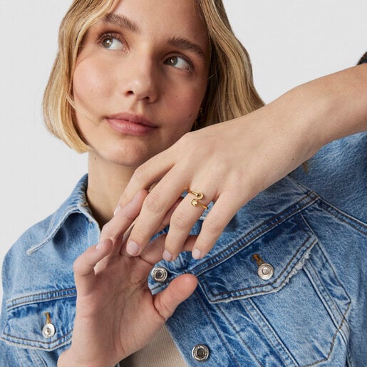 ゴールドコーティングシルバーのオープンリング Oceaan Duna