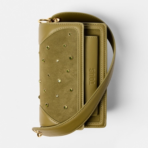 Small olive green Crossbody bag TOUS Audree Strass