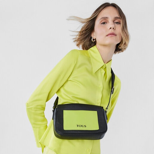 Bandolera pequeña de piel negra y lima TOUS Empire