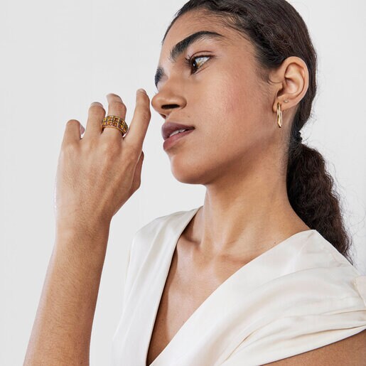 Silver Vermeil Costura Ring with Gemstones