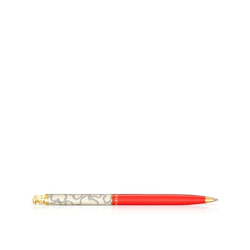 Červeně lakované kuličkové pero TOUS Kaos z IP oceli v barvě zlata