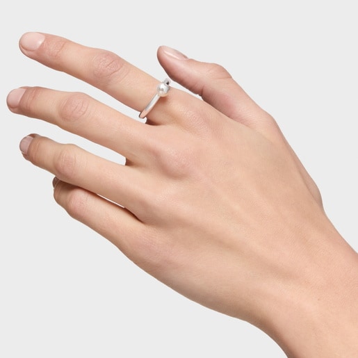 Silver and cultured pearl Ring TOUS Icon Pearl