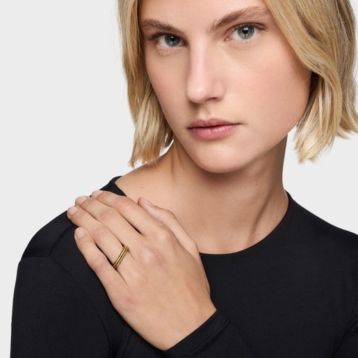 Bague en argent plaqué or 18 ct et spinelles Line