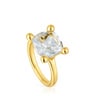 Bague en argent plaqué or 18 ct et quartz cristal de roche moyenne Color White