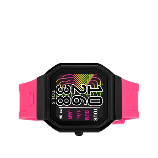 B-Connect Smartwatch with fuchsia silicone strap