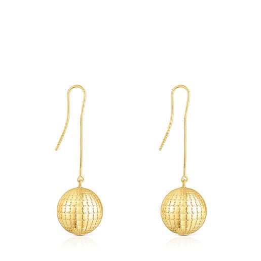 Silver vermeil St. Tropez Disco bear ball Earrings