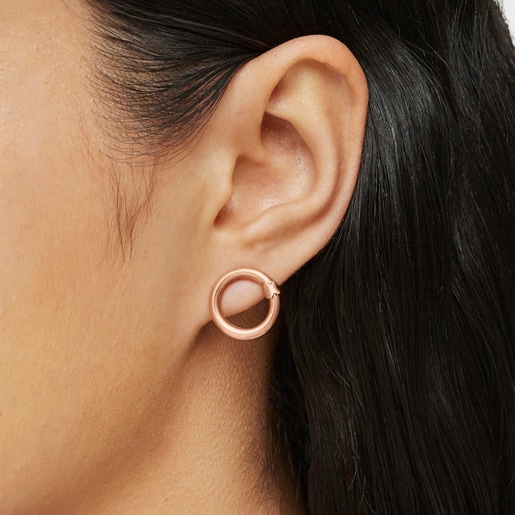 Small Rose Vermeil Silver Hold Earrings
