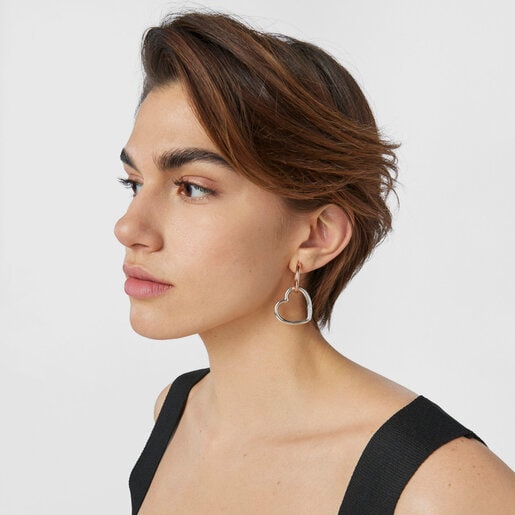 1/2 Criolla Hold corazón de Plata y con baño de oro 18 kt sobre plata