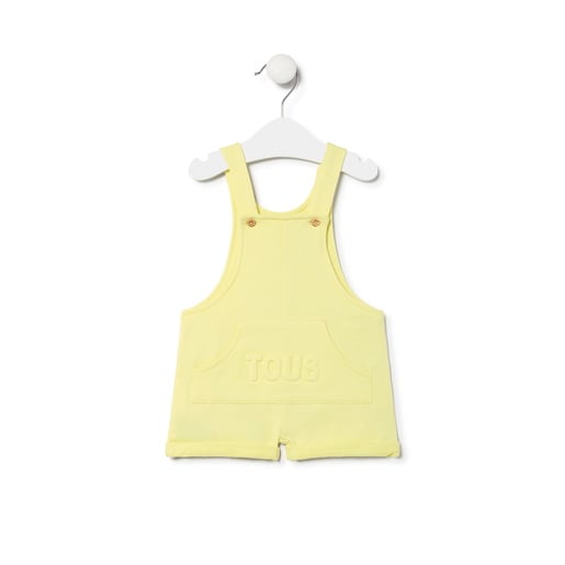Dungarees-style baby romper in Classic yellow