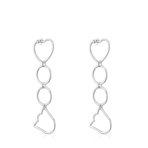 Aretes largos de plata y motivos Straight