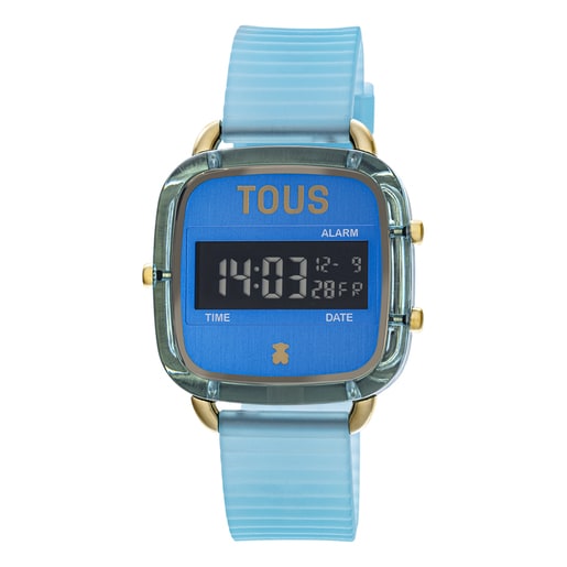 Montre numérique en polycarbonate bleu avec bracelet en silicone D-Logo Fresh