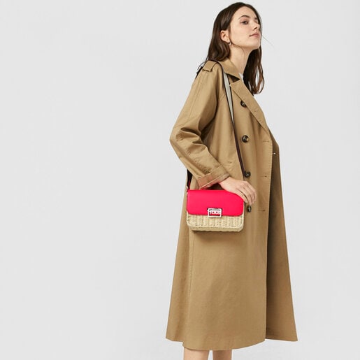 Bandolera de rafia rosa fluorescente TOUS Legacy Summer