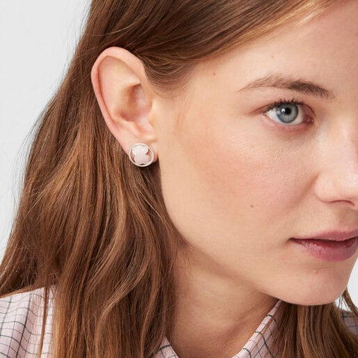Camille Earrings in pink Vermeil Silver with Quartz | TOUS