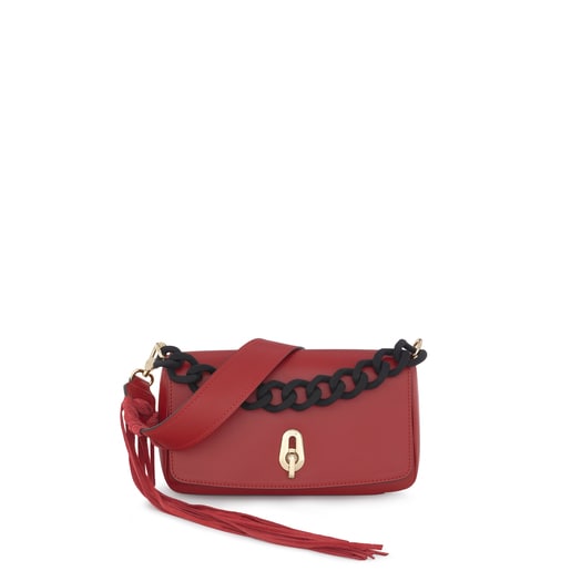 Bolso de hombro Bridgy de piel en color rojo