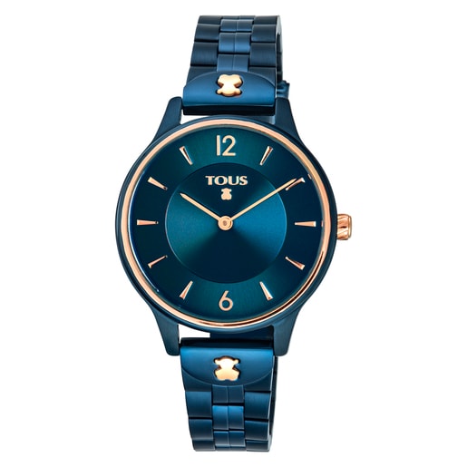 Reloj Len de acero IP azul/rosado