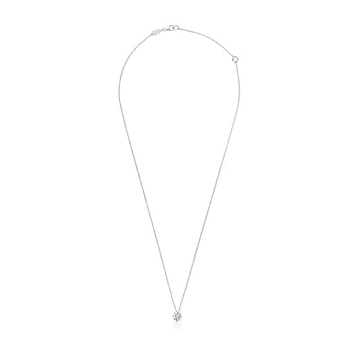 Collier rosace en or blanc et diamants 0,15 ct court Les Classiques