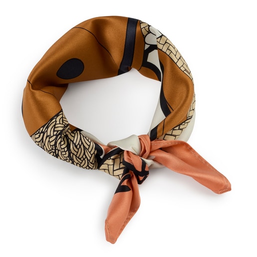 Pack porte-clés Teddy ourson en raphia + foulard marron