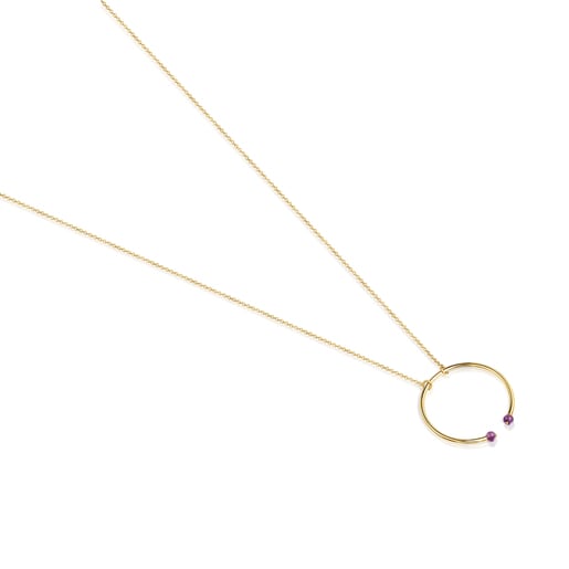 TOUS Batala Necklace in Silver Vermeil with Amethyst 4cm.