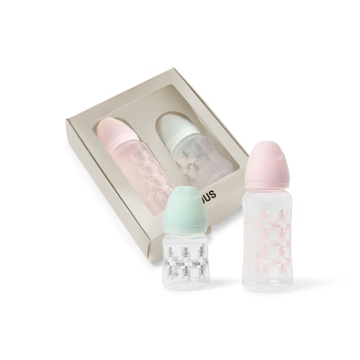 Pack of 2 baby bottles in Square pink